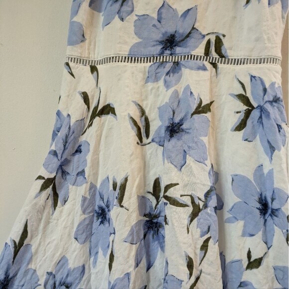 Lulus Zahara Blue White Floral Print Midi Dress S Small 100% Cotton halter apron - Picture 6 of 8